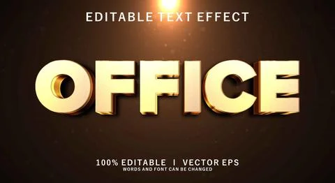 Office 3d vector text effect with modern style design Illustration