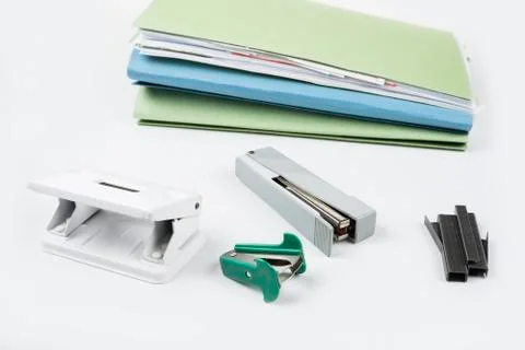 Office accesseries for everyday use in clerk job school and household Stock Photos