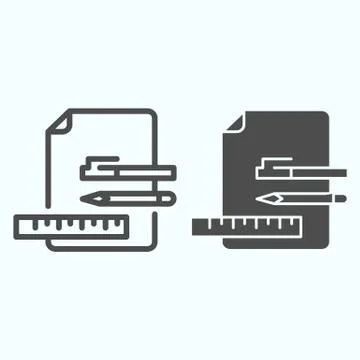 Office Accessories line and solid icon. Studying accessories vector illustration Stock Illustration