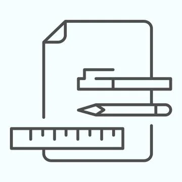 Office Accessories thin line and solid icon. Studying accessories vector Illustrazione stock
