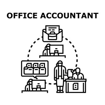 Office accountant managing financial documents and business process Stock Illustration