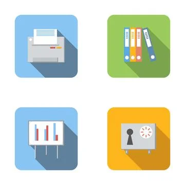 Office administration icons representing documents, data and security 스톡 일러스트
