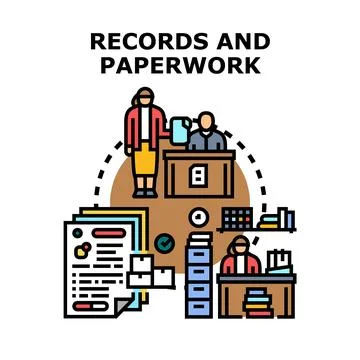 Office administrative process with documentation and records management Stockillustratie