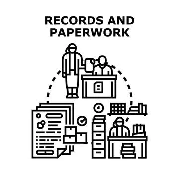 Office administrative process with documentation and records management Stock Illustration