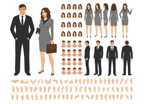Office and business characters constructor, businesswoman and businessman people Stock Illustration
