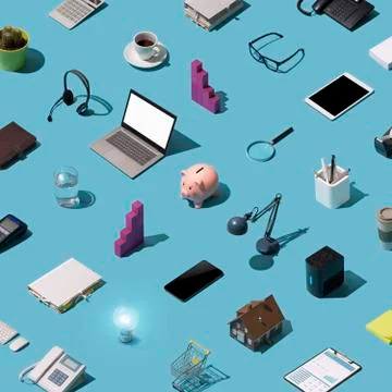 Office and business objects background Stock Illustration