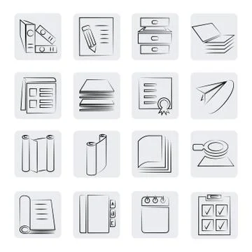 Office and documents icons Stock Illustration