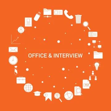 Office and Interview Icon Set. Infographic Vector Template Stock Illustration