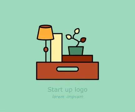 Office and moving vector logo. 스톡 일러스트