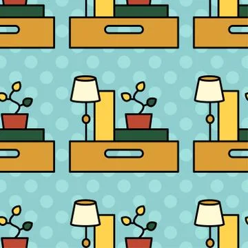 Office and moving vector seamless pattern Stock Illustration