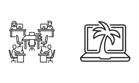 Office and remote work icons Ilustración de archivo