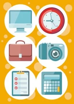 Office and time management icon set Stock Illustration