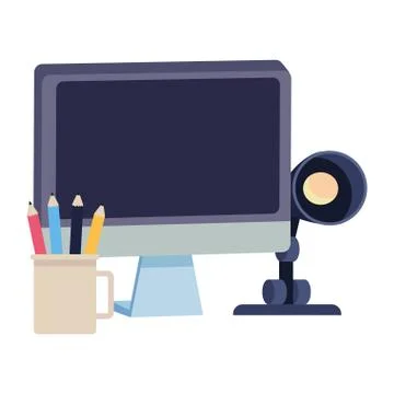 Office and workplace elements cartoons Stock Illustration