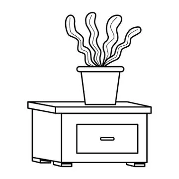 Office and workplace elements cartoons in black and white Stock Illustration