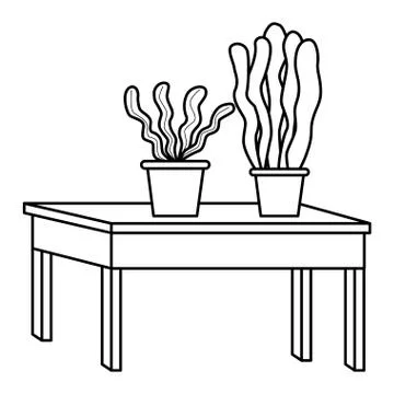 Office and workplace elements cartoons in black and white Stock Illustration