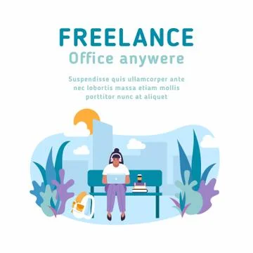 Office Anywhere modern flat vector concept digital illustration. Freelancer Stock Illustration