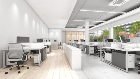 Office area for document work department,3d rendering Illustrazione stock