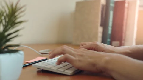 Office assistant working at computer at the desk Video stock 65178178