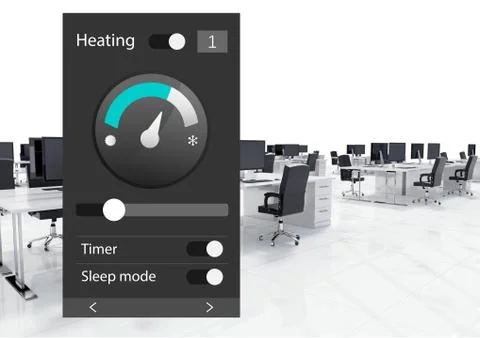 Office automation system heating App Interface Illustrazione stock