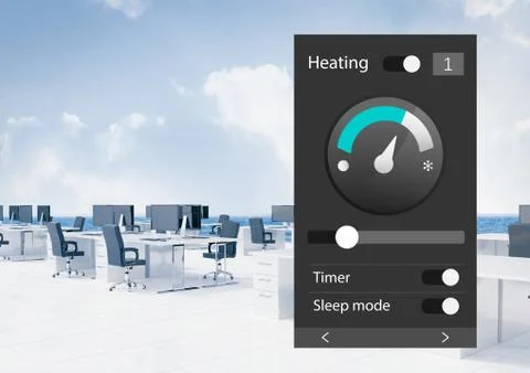Office automation system heating App Interface Illustrazione stock