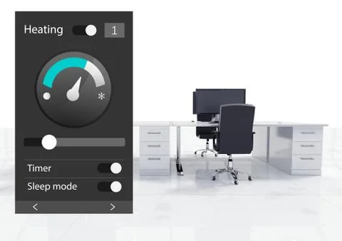 Office automation system heating temperature App Interface Illustrazione stock