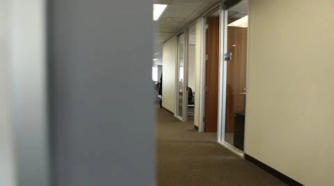 Office B Roll - Two shot walk through hall Stock Footage 40398158