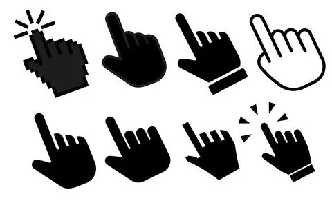 Office background Hand cursor icon set. click icon . hand click. pointer Stock Photos