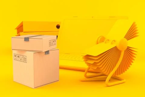 Office background with stack of boxes Stockillustratie