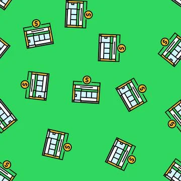 Office bank building vector seamless pattern Ilustración de archivo