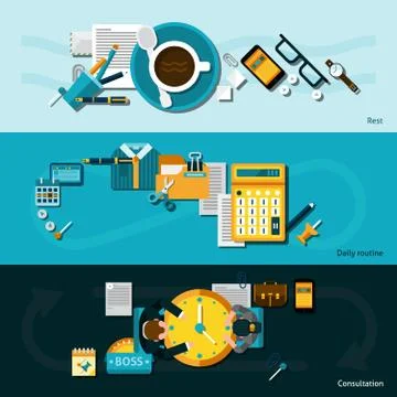 Office Banner Set Stockillustratie