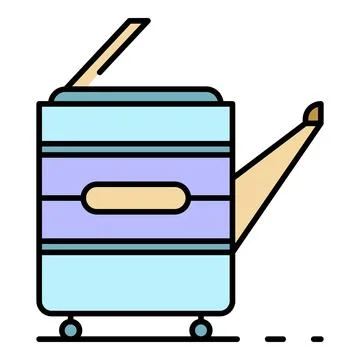 Office big printer icon color outline vector イラスト素材