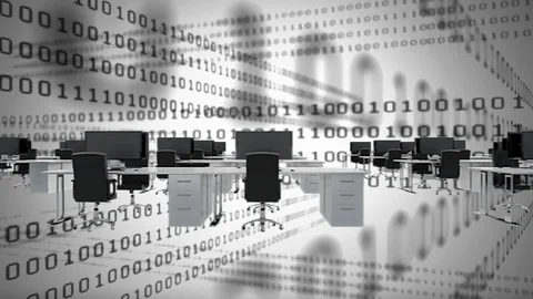 Office with binary codes Stock Footage 106194953