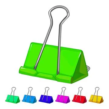 Office binder clip cartoon vector graphic color Stock Illustration