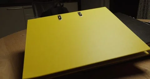 Office Binder Thrown on Table Close Up Stock Footage 342345084