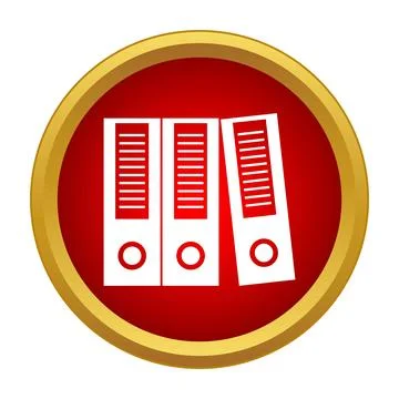 Office binders organizing documents icon on red background Stock Illustration