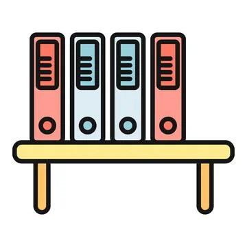 Office binders on shelf indicating document organization and archive Stock Illustration