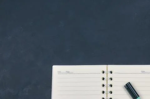 Office black table. Mockup notebook empty, brochure, diary, business portfoli Stock Photos