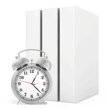Office blank folder with alarm-clock in front. White background Stock Illustration
