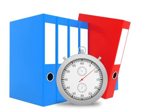 Office blank folder with stopwatch in front. White background Stock Illustration