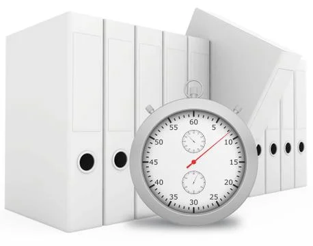 Office blank folder with stopwatch in front. White background Stock Illustration
