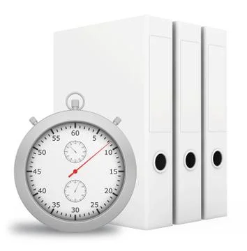 Office blank folder with stopwatch in front. White background Stock Illustration