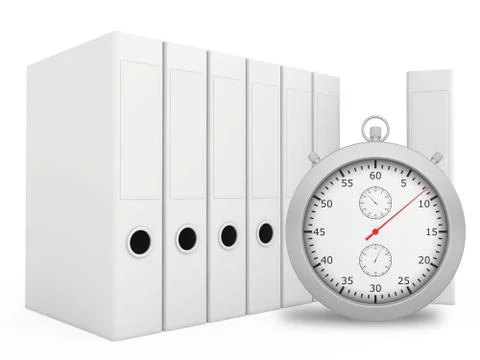 Office blank folder with stopwatch in front. White background Stock Illustration