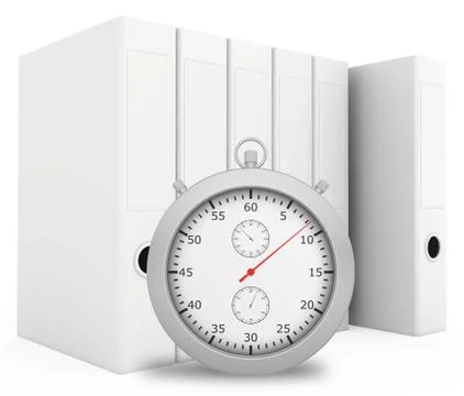 Office blank folder with stopwatch in front. White background Stock Illustration