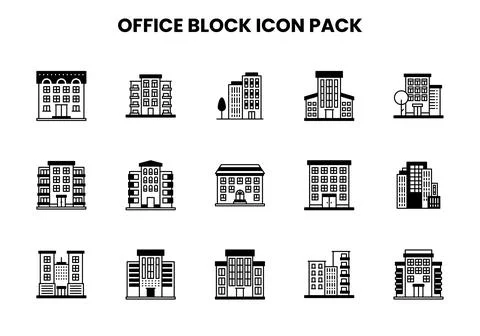 Office Block DuoTone Vector Icons Pack Stock Illustration