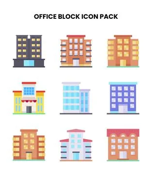 Office Block Flat Scalable Icons Pack Stock Illustration