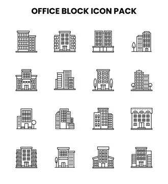Office Block Line Vector Icons Pack Ilustración de archivo