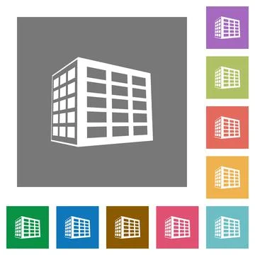 Office block square flat icons Stock Illustration