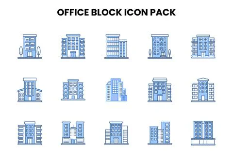 Office Block Two Colour Graphics Icons Pack Ilustración de archivo