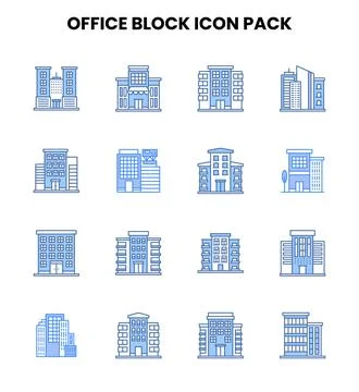 Office Block Two Colour UI Icons Pack Stock Illustration