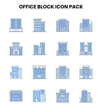 Office Block Two Colour Vector Icons Pack Ilustración de archivo